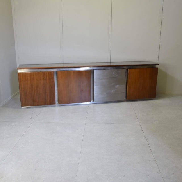 Parioli Sideboard in Wood and Satin-Finished Steel by Giotto Stoppino for Acerbis, 1977 For Sale - Image 10 of 16