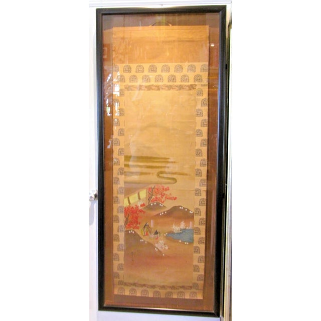 Pair of Large Antique Japanese Scrolls Signed Toso Mitsunori in Custom Frames For Sale In Miami - Image 6 of 14