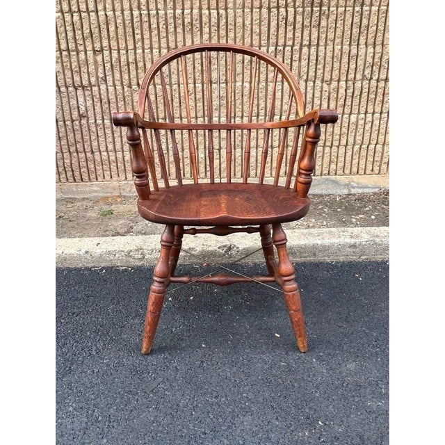 Pair of Antique Oak Sack Back Windsor Armchairs 19th Century For Sale - Image 9 of 12