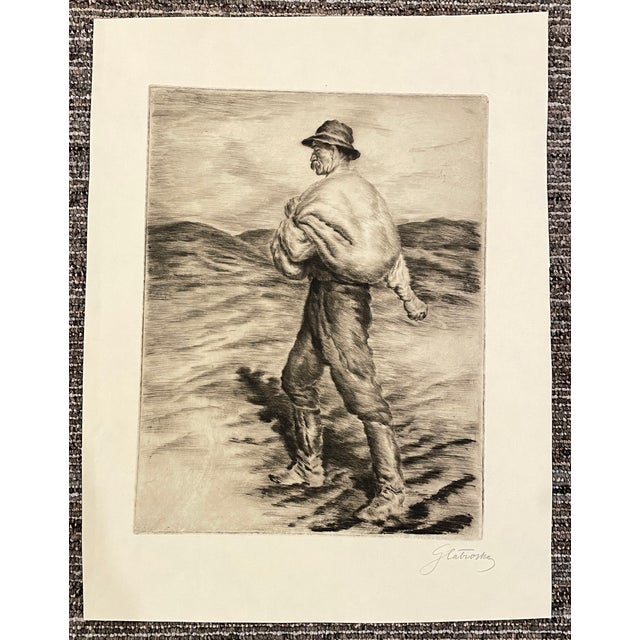 Figurative 1920s Oszkár Glatz Farmer Etching For Sale - Image 3 of 3
