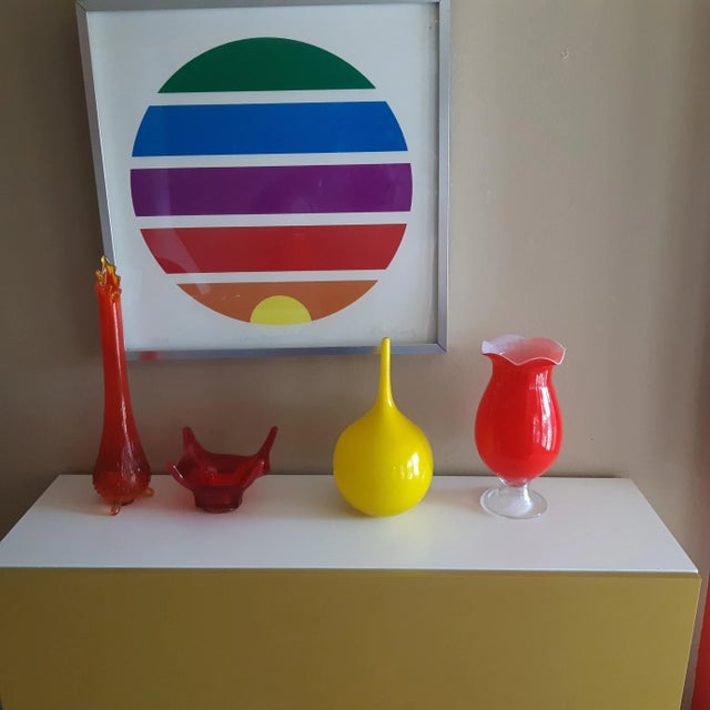 Contemporary Vintage Red Blown Glass Vase For Sale - Image 3 of 4