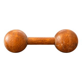 Antique Turned Wooden Dumbbell, 1890s For Sale