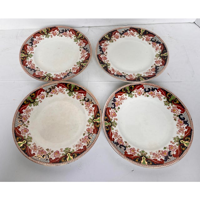 English Early 1900s John Maddock & Sons Climax Dessert/Salad Plates - Set of 4 For Sale - Image 3 of 9