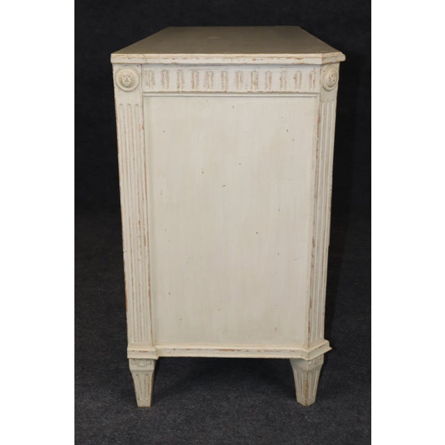 Gorgeous Distressed Creme Paint Decorated Louis XV Commode Dresser Circa 1930s For Sale - Image 11 of 12