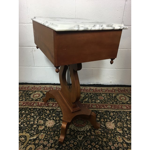 Antique Mahogany Marble Top Harp Side Table Chairish