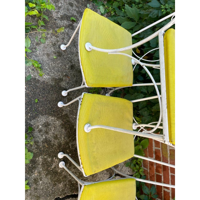 Mid-Century Modern Vintage Wrought Iron Outdoor Patio Chairs Set of 6 For Sale - Image 3 of 11