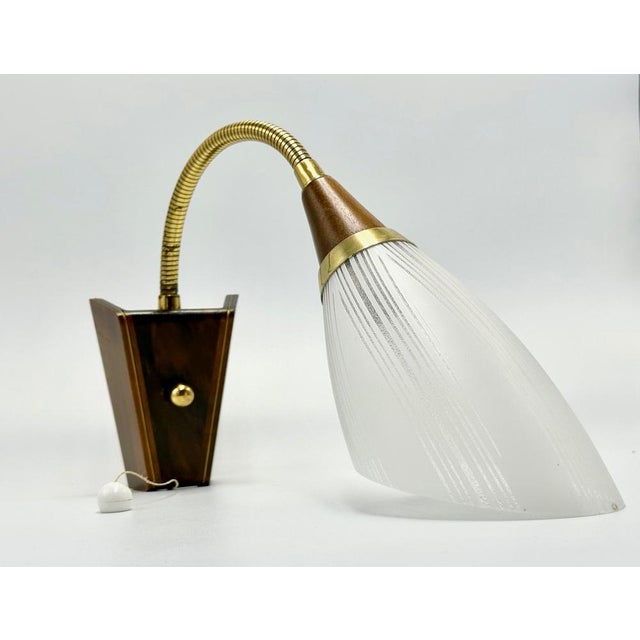 Metal Mid-Century Scandinavian Modern Teak & Brass Sconce, 1960s For Sale - Image 7 of 12