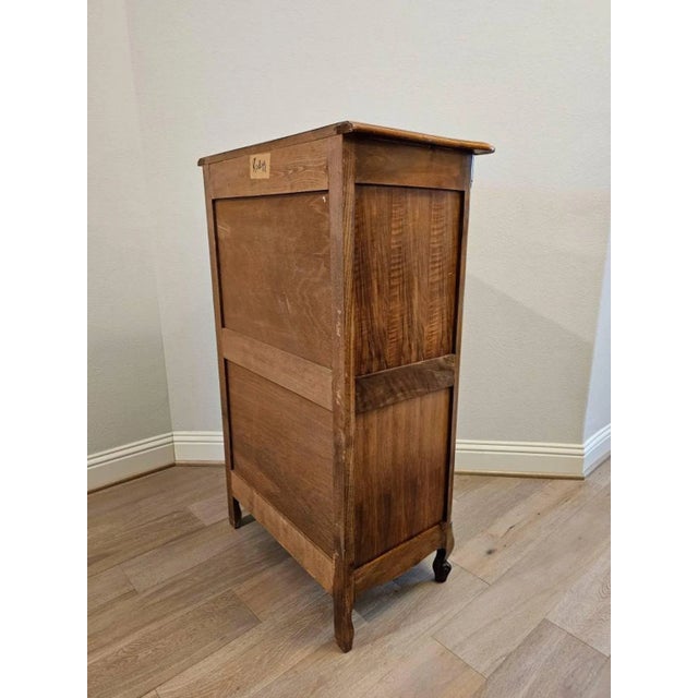 Vintage French Provincial Louis XV Style Walnut Oak Parquetry Semainier For Sale - Image 12 of 13