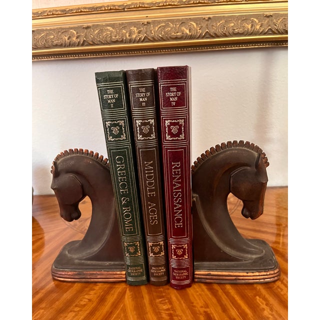Metal 1930s Art Deco Bronze/Copper Horse Bookends For Sale - Image 7 of 11