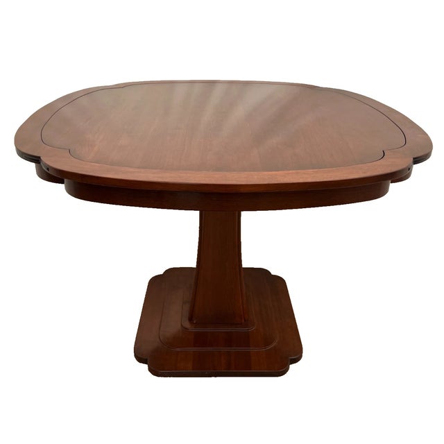 Arts & Crafts Vintage Stickley Pedestal Table Solid Cherry Clover Pattern Kitchen Game Room For Sale - Image 3 of 13