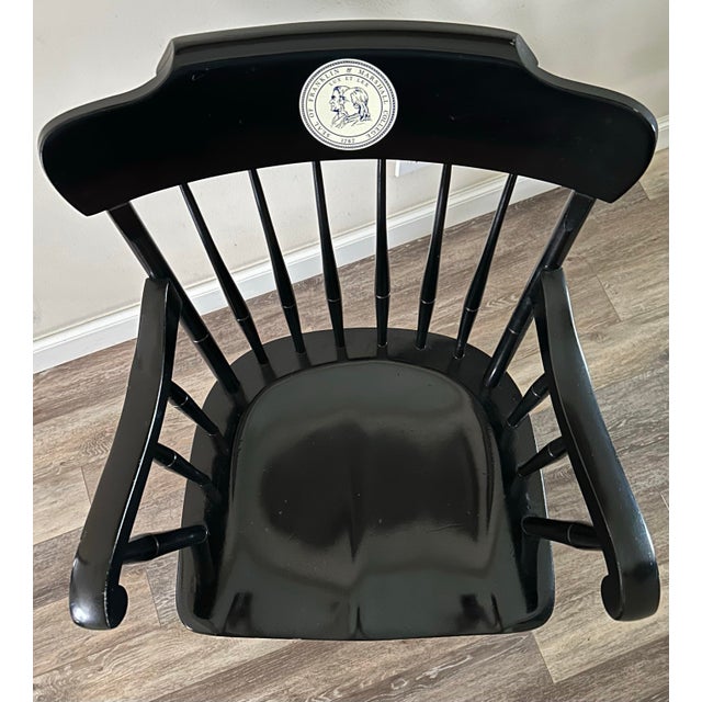 Vintage C. 1969 S. Bent & Bros. Collegiate Black Windsor Style Arm Chair For Sale In Orlando - Image 6 of 12