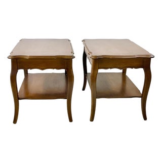 1950s Vintage Bassett French Provincial Maple Side Tables - A Pair. For Sale