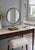 Wood Large 1950s Italian Brass Vanity Mirror With Pierced Star Border & Scroll Base, 22″ For Sale - Image 7 of 7