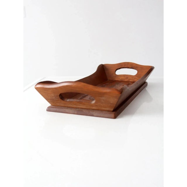 Vintage Carved Wood Farmhouse Tray For Sale - Image 9 of 11