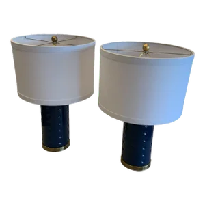 Pair of Roxanne Blue Dot Lamps
