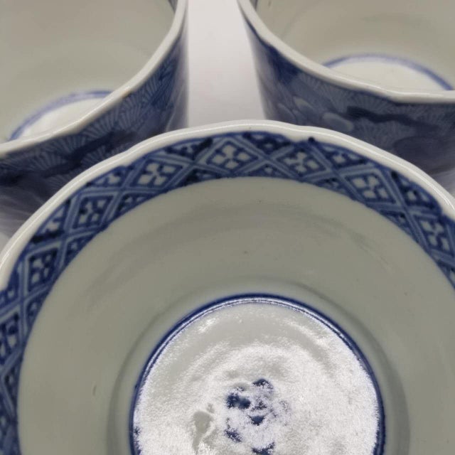 Late 20th Century Japanese Vintage Ko-Imari Soba Cups – Indigo Blue Porcelain Set of 5 For Sale - Image 16 of 18