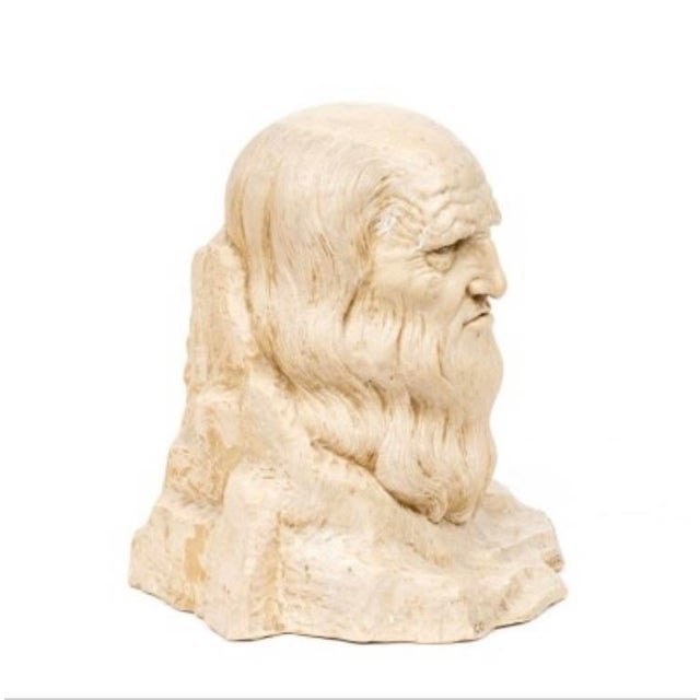 Traditional Frank Covino Leonardo Da Vinci Bust 1976 Large Cast Stone Sculpture For Sale - Image 3 of 7