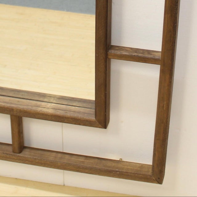 1990s Extra Large 68 Inches Vintage Rustic Wood Grid Wall Mirror For Sale - Image 5 of 8