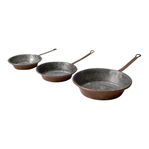 Antique Copper Pans Set of 3