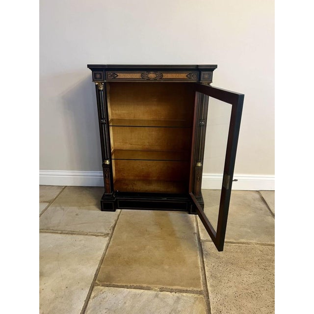 Brown Antique Victorian Ebonised Side Cabinets, 1860, Set of 2 For Sale - Image 8 of 12
