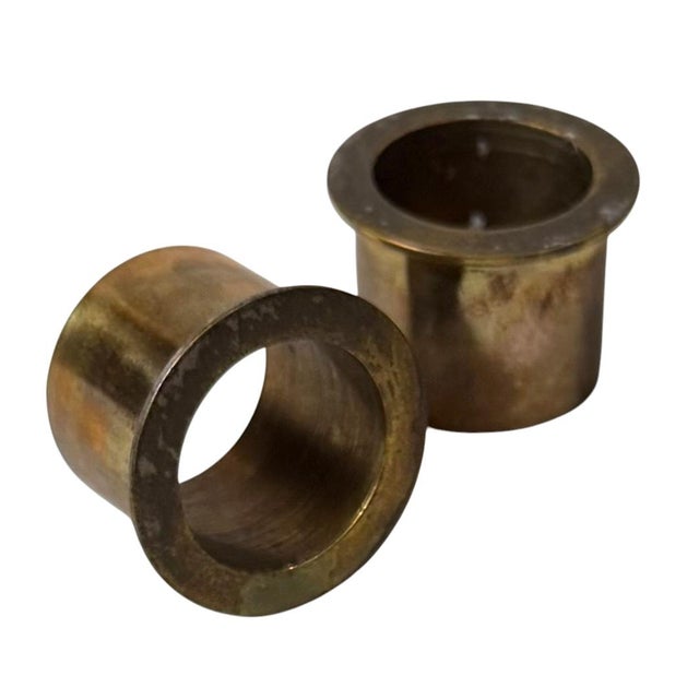 Maitland Smith Style Faux Tortoiseshell and Stainless Steel Candle Holders - A Pair For Sale In Tampa - Image 6 of 9