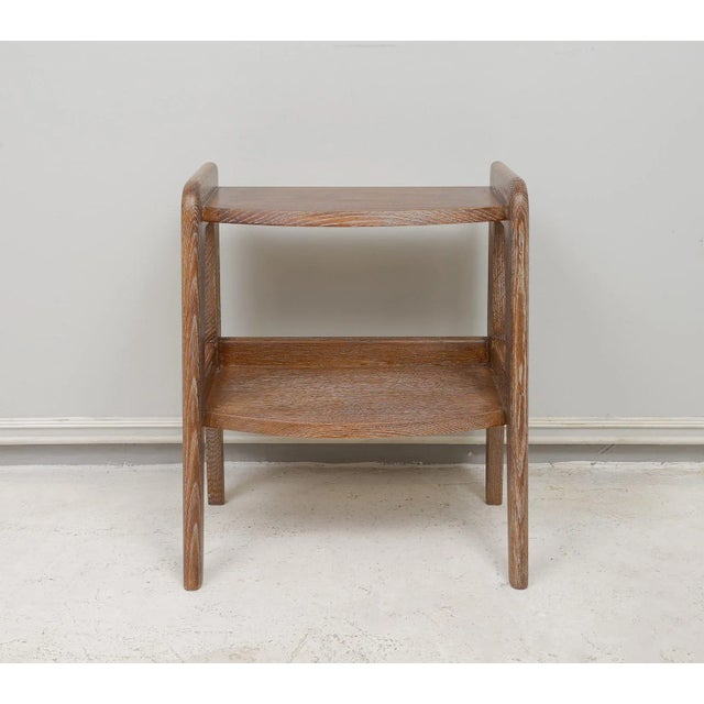 French Pair of French Mid-Century Cerused Oak End Tables For Sale - Image 3 of 11