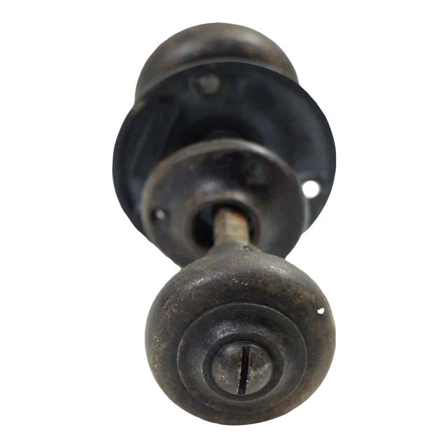 Vintage Art Deco Glass Knob With Rosette & Closet Spindle For Sale