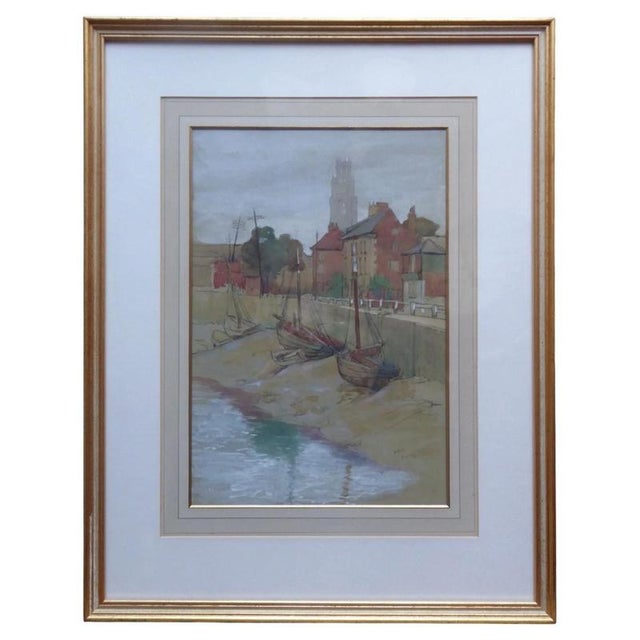 Boats in the Harbour, Monogrammed MP, 1934, Watercolor on Paper, Framed For Sale - Image 14 of 14