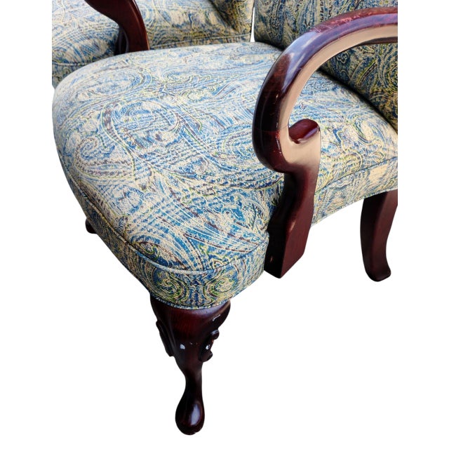 Wood 1960s Queen Anne style Armchairs by Ethan Allen For Sale - Image 7 of 12