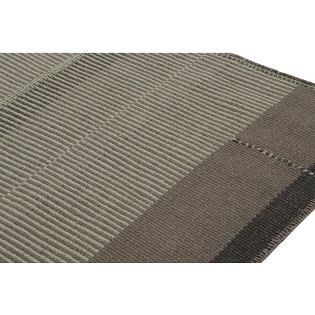 2010s Rug & Kilim’s Modern Kilim in Beige & Gray Stripes For Sale - Image 5 of 6