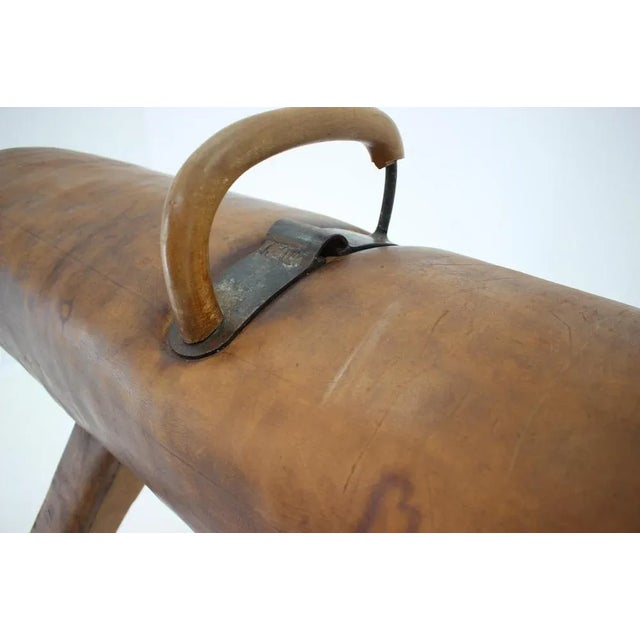 1950s Large Adjustable Gymnastic Leather Pommel Horse, 1950s For Sale - Image 5 of 9