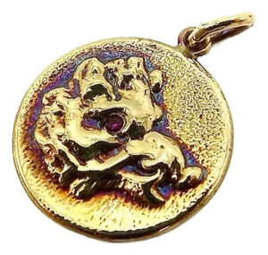 Vintage 14k Gold & Ruby Victorian Inspired Boar Pendant-Charm