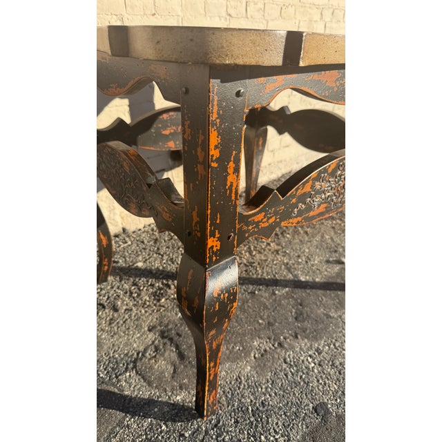 Late 20th Century Italian-Style Tole Side Table With Scalloped Top, Late 20th Century For Sale - Image 5 of 10