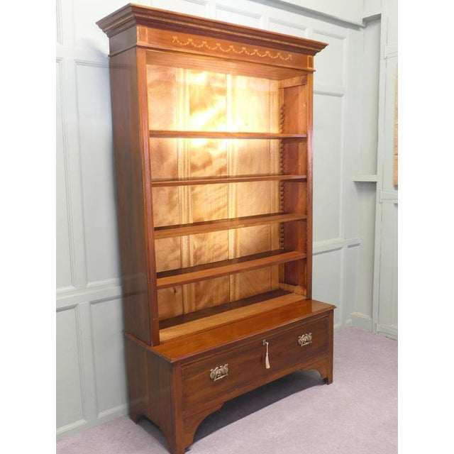 Tall Edwardian Walnut Bookcase, 1900 For Sale - Image 4 of 8