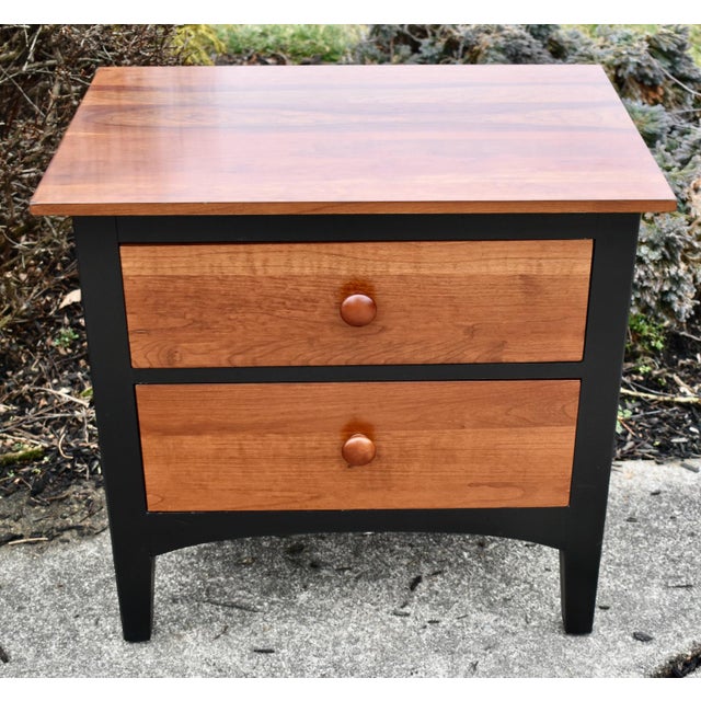 Ethan Allen Vtg. Ethan Allen Transitional Style Two Drawer Black & Cherry Nightstand For Sale - Image 4 of 11