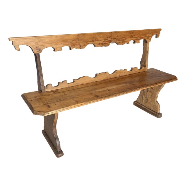 19th Century Italian Pine Frattino Design Bench For Sale