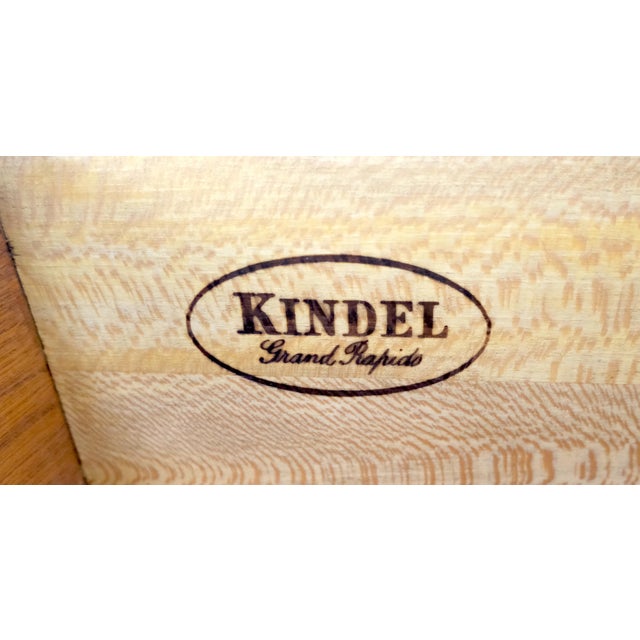 Kindel Brass Gallery Top 3 Drawers 1 Door Mahogany Federal Style Sideboard MINT For Sale - Image 6 of 14