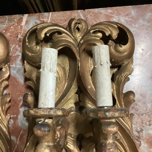 A Pair of Late 19th Century Italian Rococo Inspired Sconces For Sale - Image 4 of 12