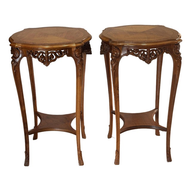 Late 19th Century Louie XV -Style Pair of Pedestal Tables For Sale