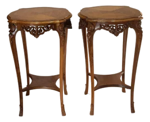 Late 19th Century Louie XV -Style Pair of Pedestal Tables