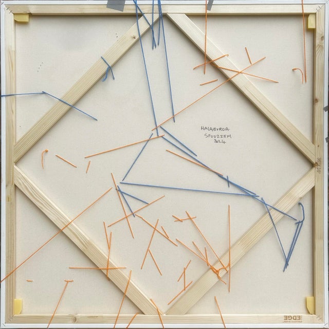 Philippe Halaburda Contemporary Abstract Acrylic, Color Tape, Yarn, and Lego Brick on Canvas Painting “Sppuzzem" by Philippe Halaburda For Sale - Image 4 of 5