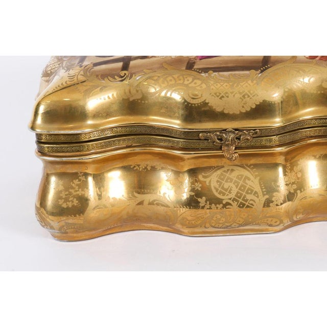 Large Antique French Sevres Golden Porcelain Casket, 1800s For Sale - Image 9 of 14