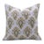 Fabdivine Artisan Block Print Throw Pillow Cover 22x22 Inch Off-White Linen- Chimani For Sale
