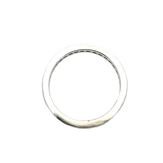 Platinum Emerald & Natural Diamond Antique Eternity Band, Size 7 For Sale In New York - Image 6 of 8