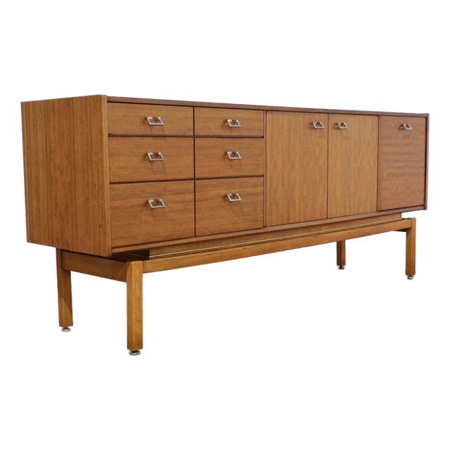 1960s Mid Century Modern Vintage Teak Sideboard Credenza in the Style of Nathan Danish Style For Sale