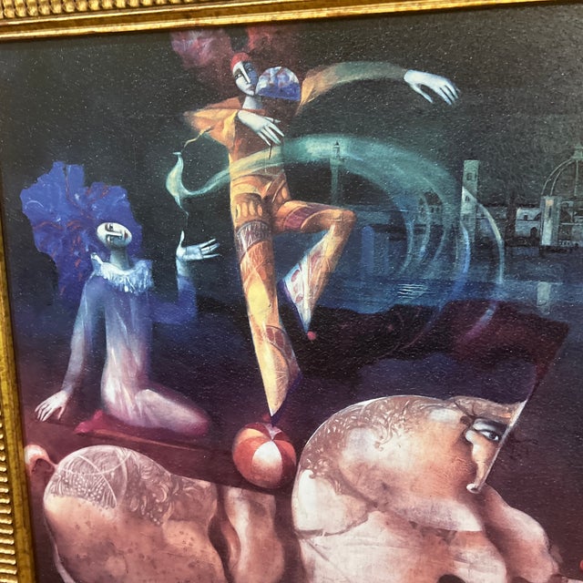 1980s 20th Century Surrealistic Figurative Image by Spanish Artist Josep Baques Signed Framed For Sale - Image 5 of 10