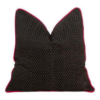 Aira Black Dotted Ahir Handloom Pillow For Sale