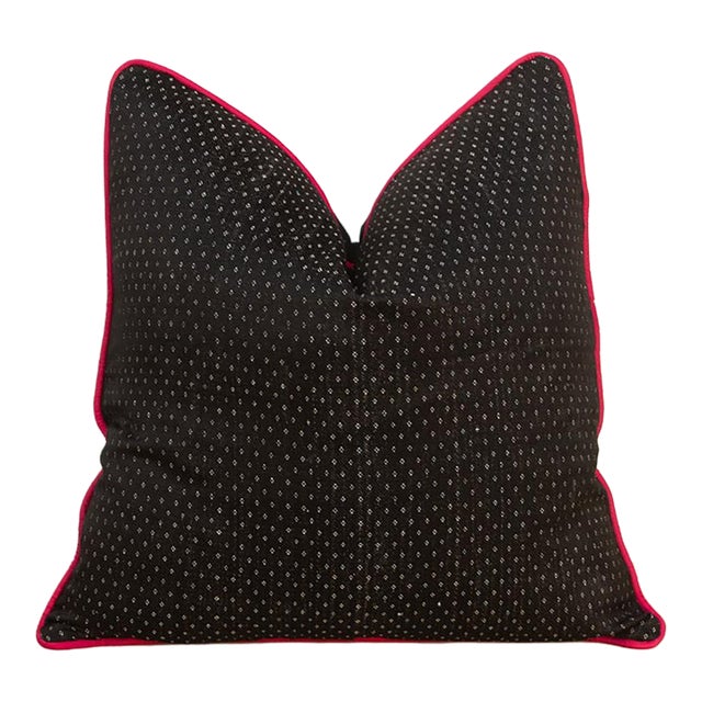 Aira Black Dotted Ahir Handloom Pillow For Sale