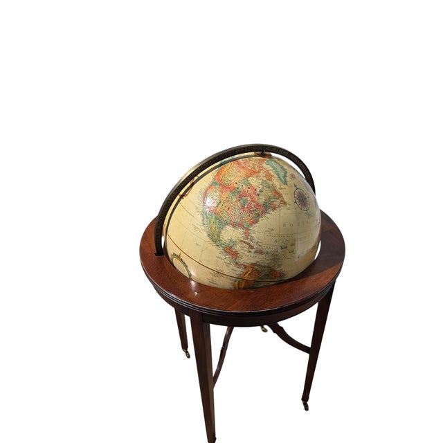 Chippendale 1980s Custom Mahogany Replogle Floor World Globe Heirloom Mahogany Stand Table For Sale - Image 3 of 15
