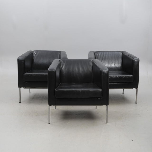 Chairs in Black Leather with Steel Frames from Ikea, 2000s, Set of 2 For Sale - Image 6 of 6